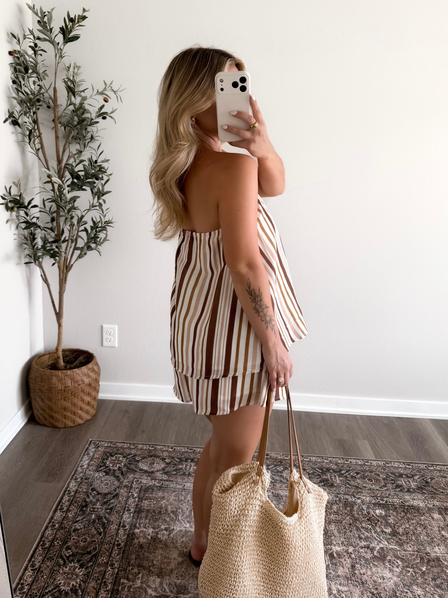 Golden Coast Striped Short Set