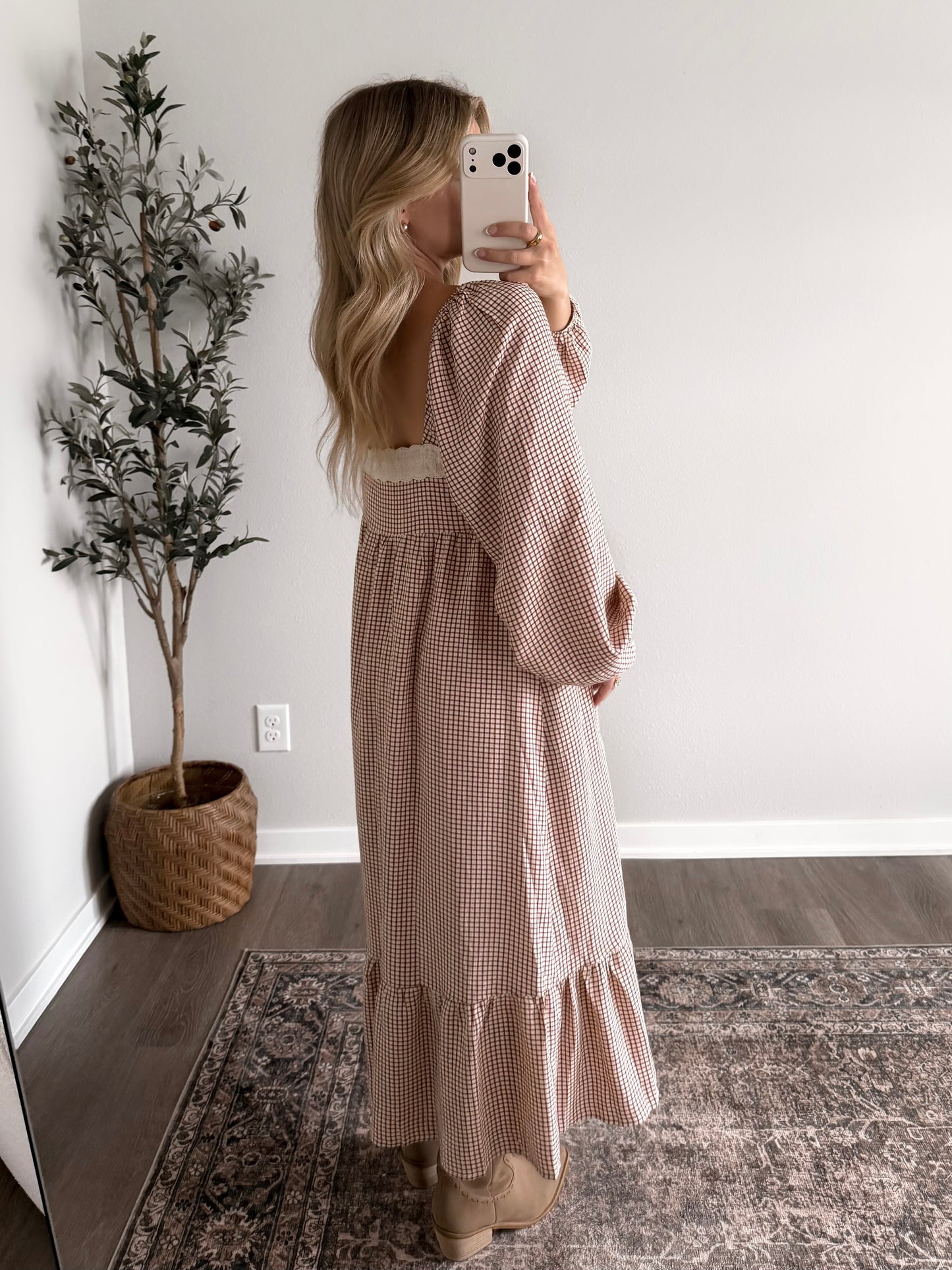 Cottage Lane Gingham Midi Dress