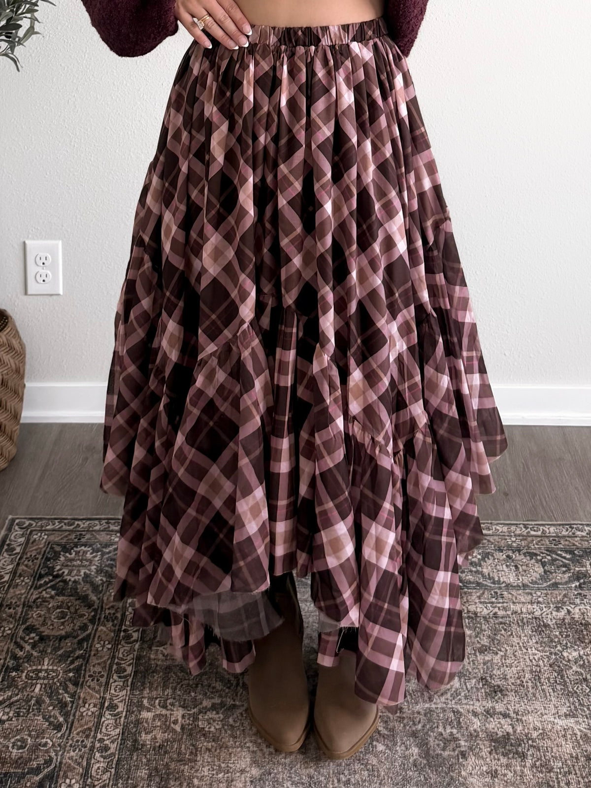 High Plains Plaid Maxi Skirt (Restocking 9.14)