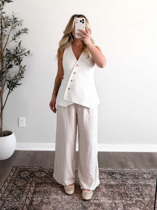 Sunroom Linen Asymmetrical Vest