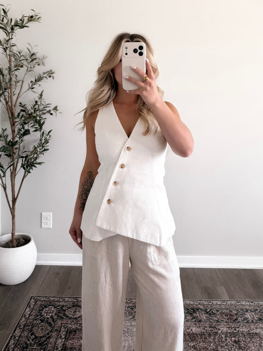 Sunroom Linen Asymmetrical Vest