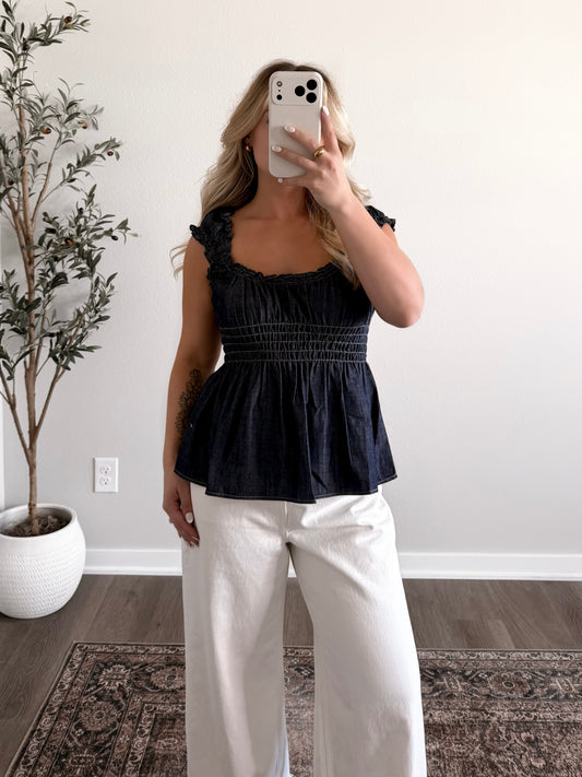 Noelle Denim Peplum Top