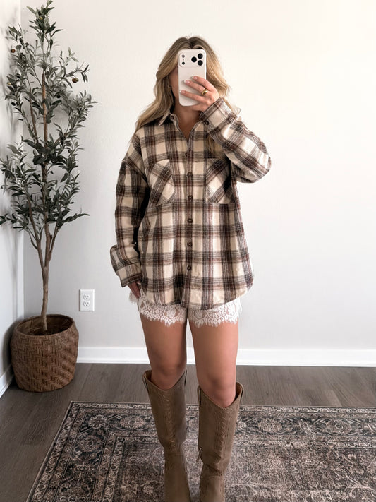 Crisp October Plaid Shacket