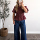 Autumn Valley Grid Peplum Top