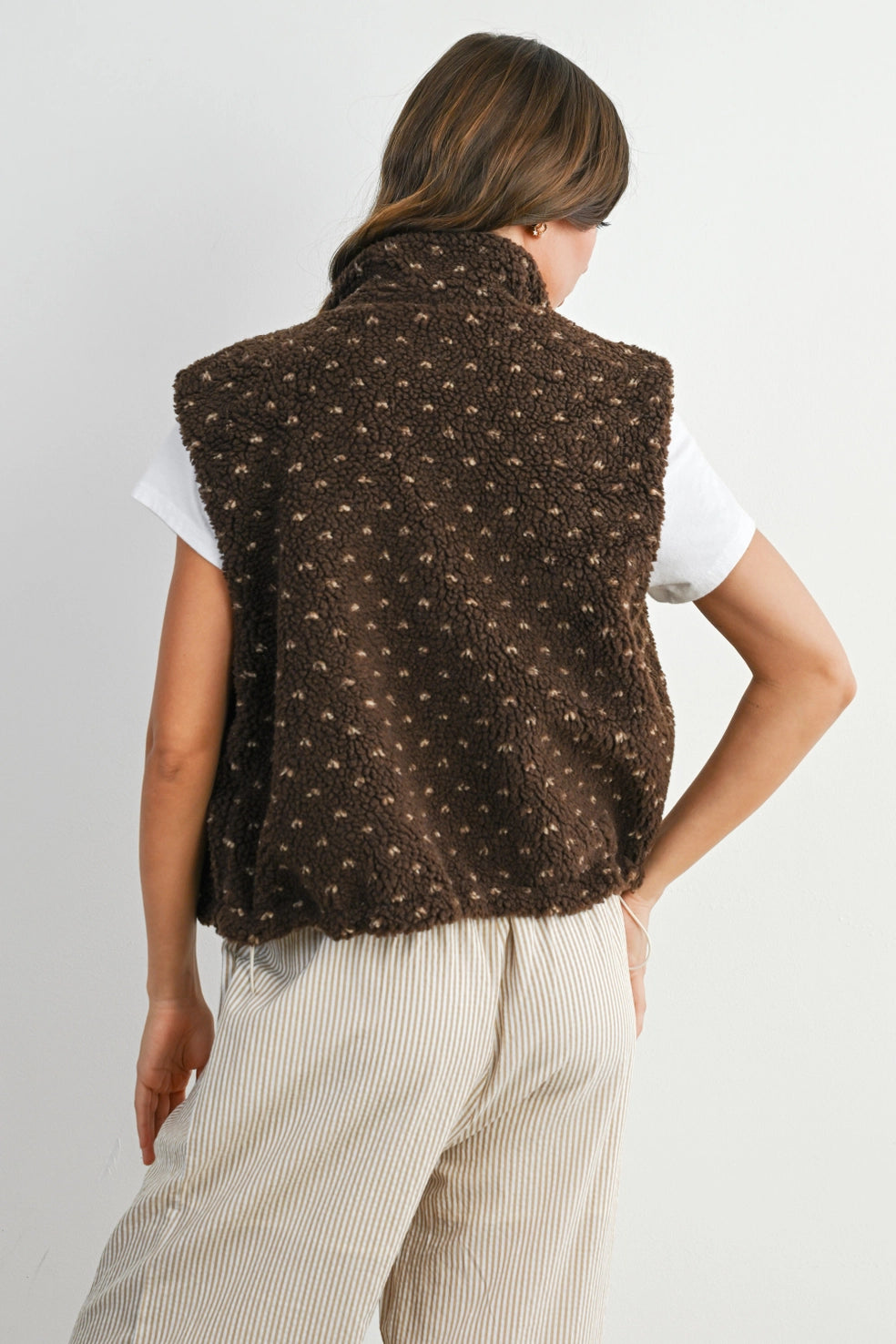Coco Dot Sherpa Vest / Deep Brown