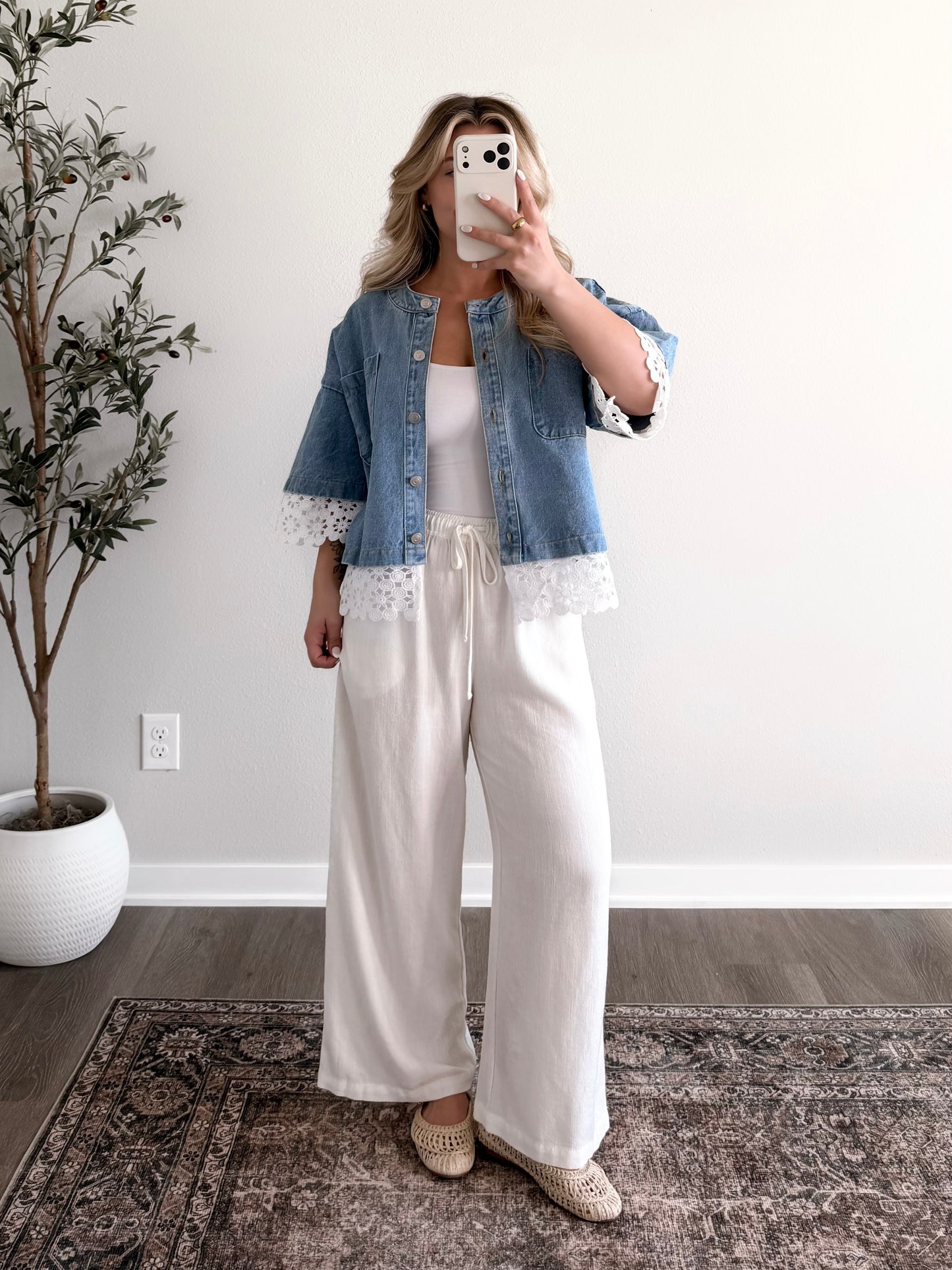 Crochet Lace Denim Jacket