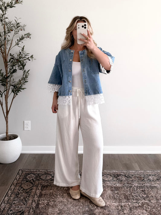 Crochet Lace Denim Jacket