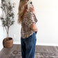 Toasted Plaid Button Top
