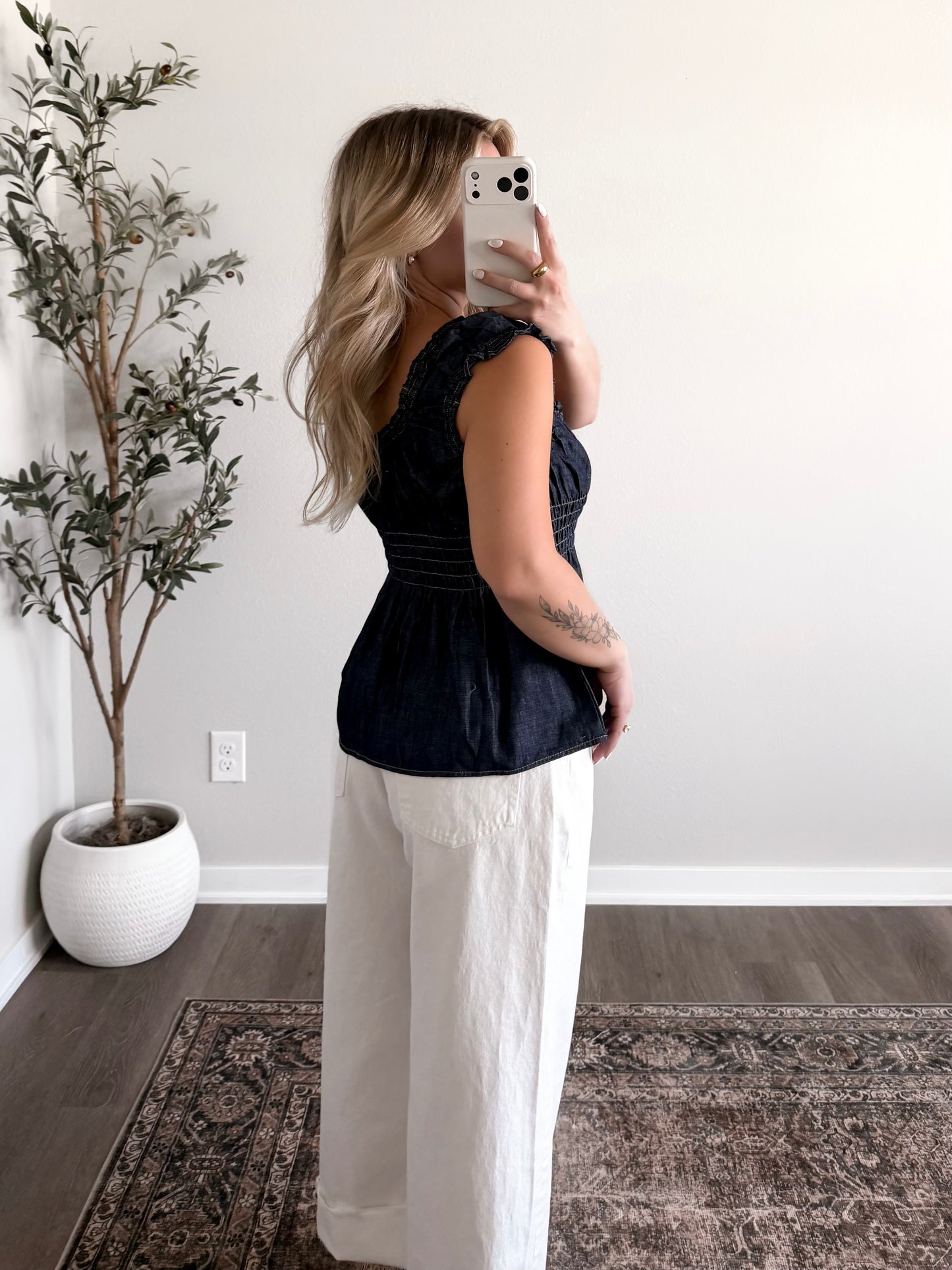 Noelle Denim Peplum Top