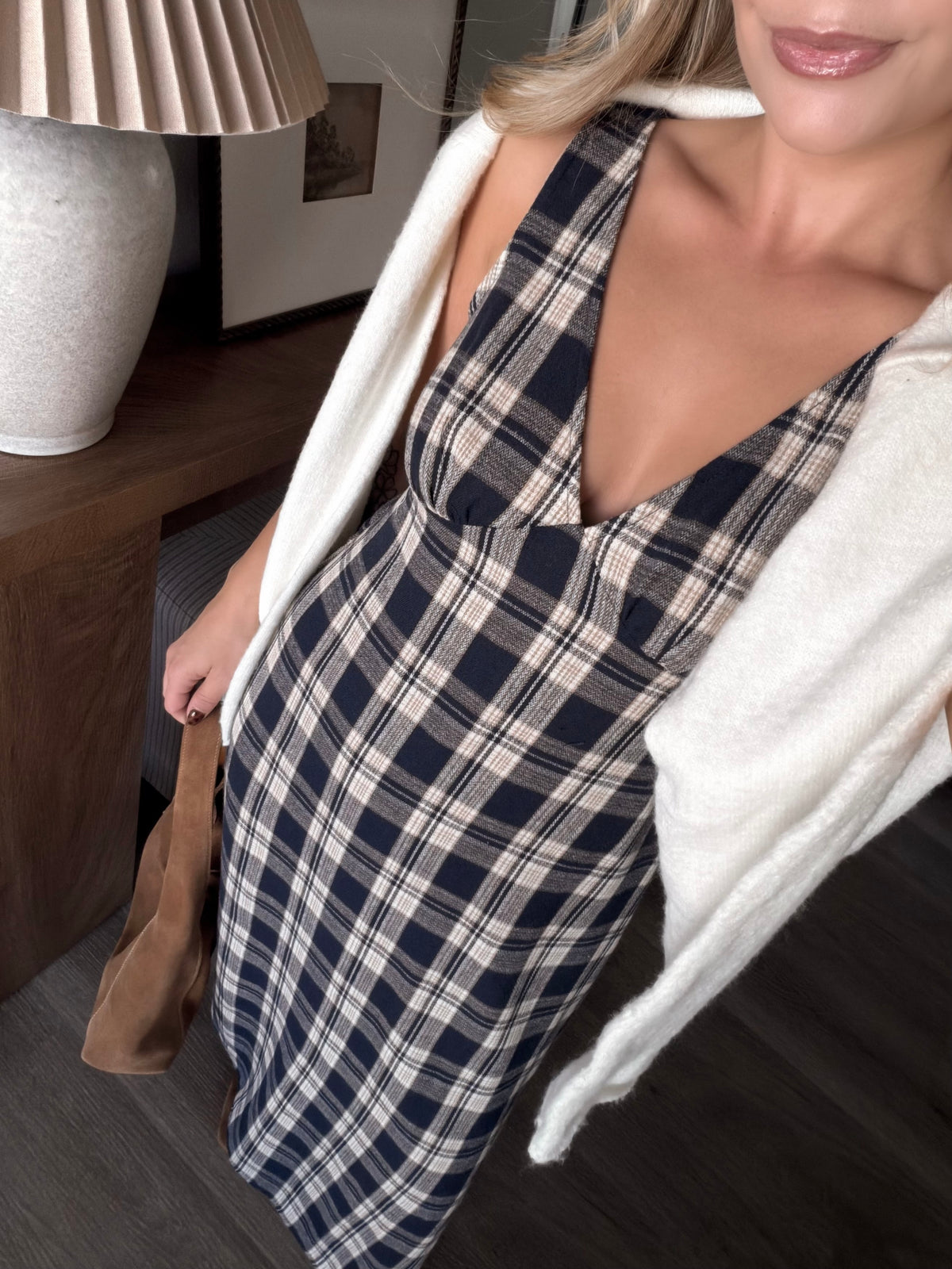 New England Plaid Midi Dress