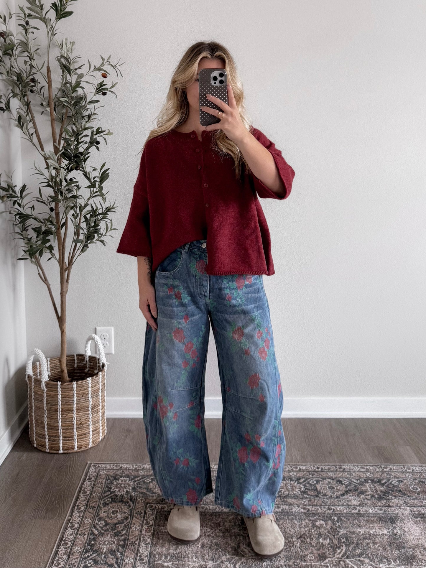 Vintage Rose Barrel Jean
