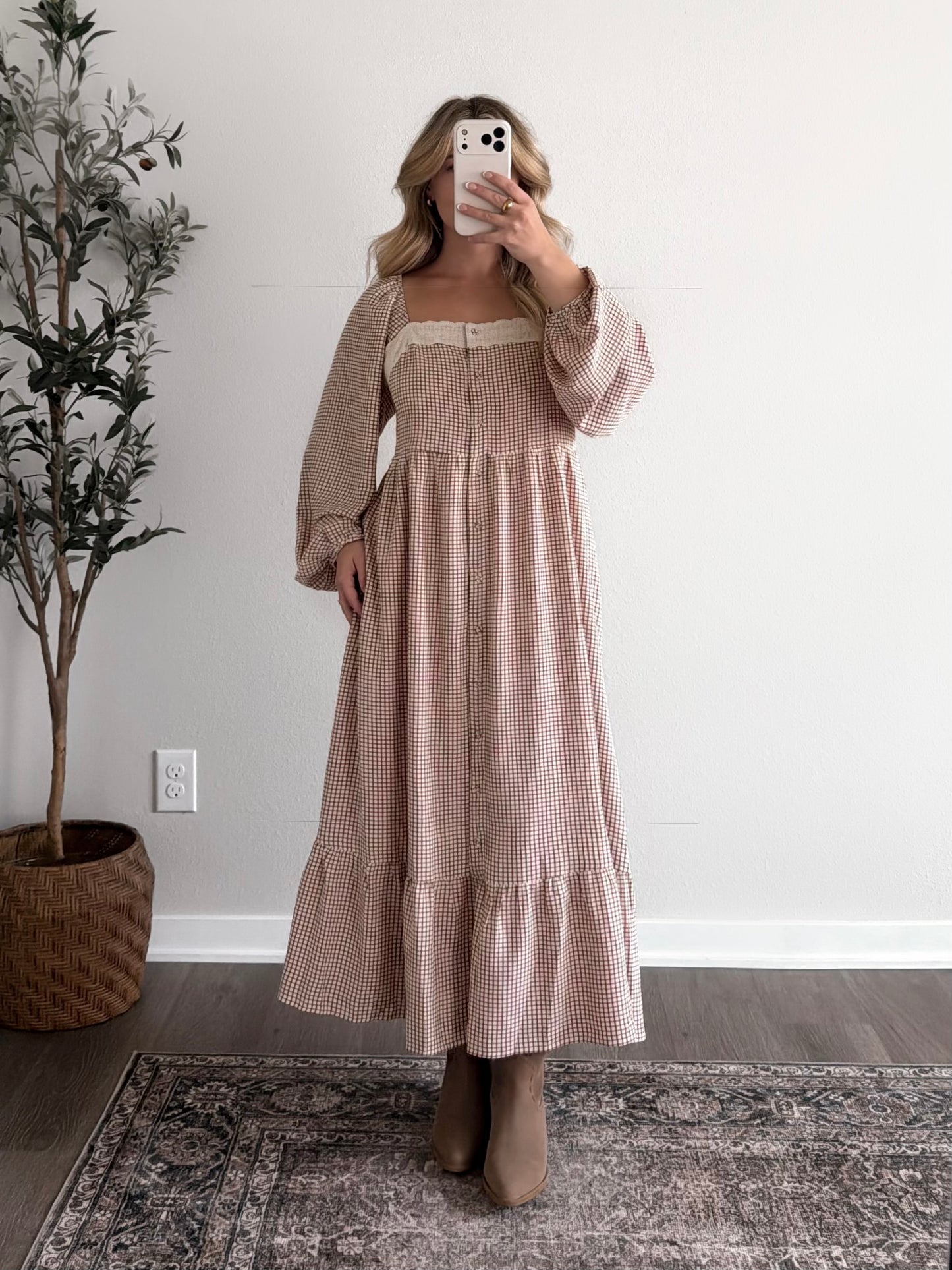 Cottage Lane Gingham Midi Dress
