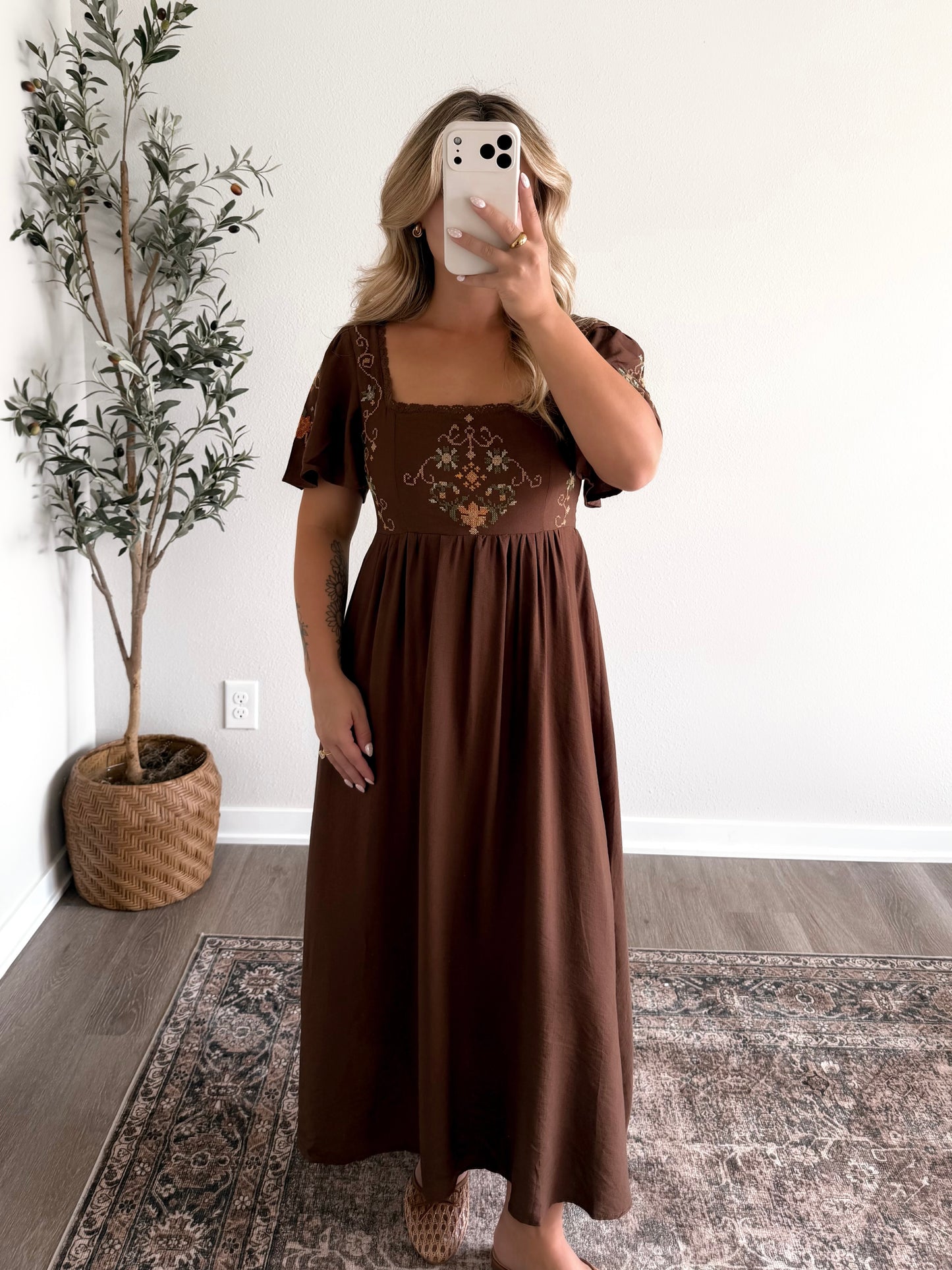 Woodland Embroidered Midi Dress