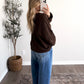 Piper Knit Button Cardigan / Brown