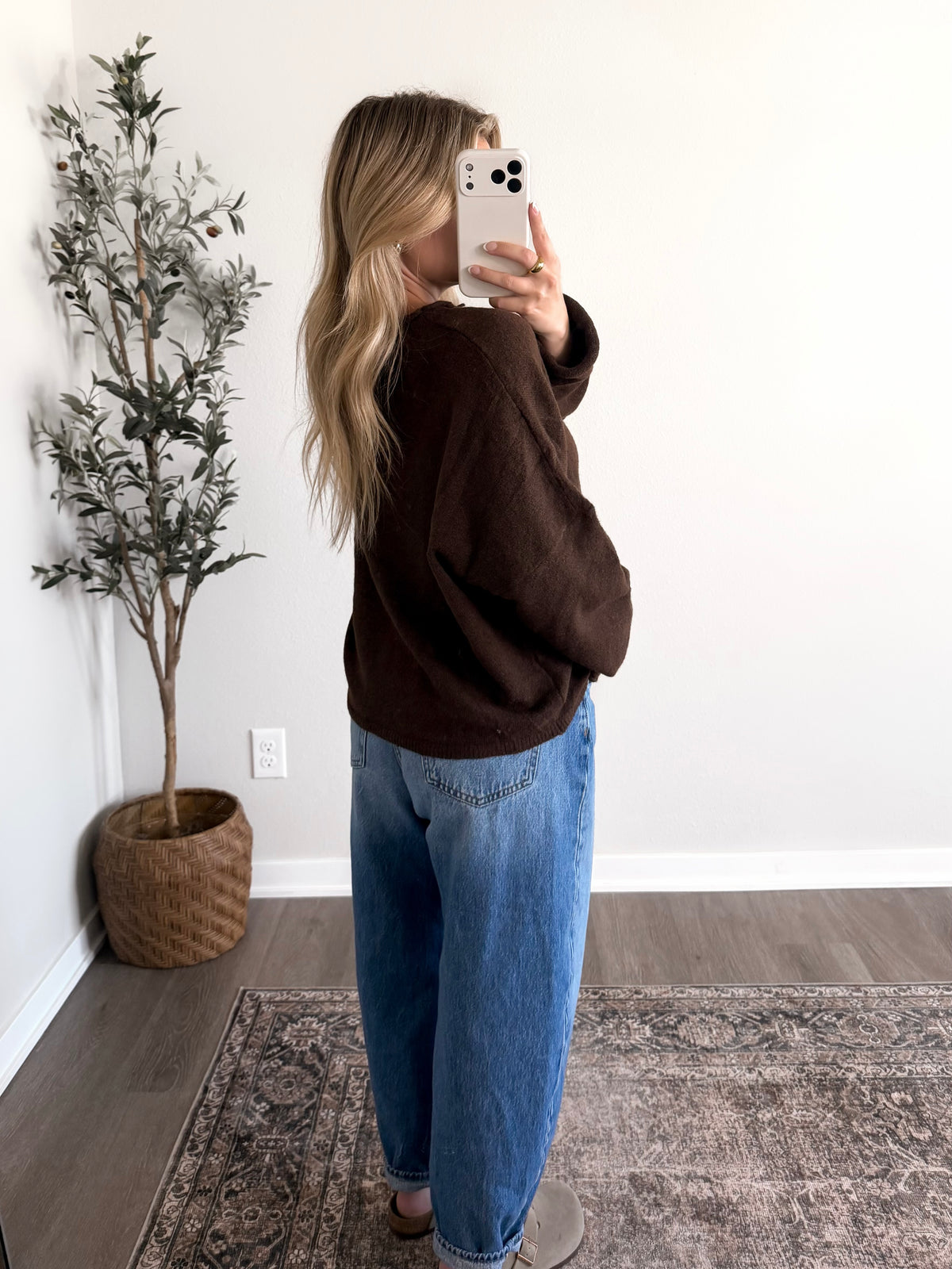 Piper Knit Button Cardigan / Brown