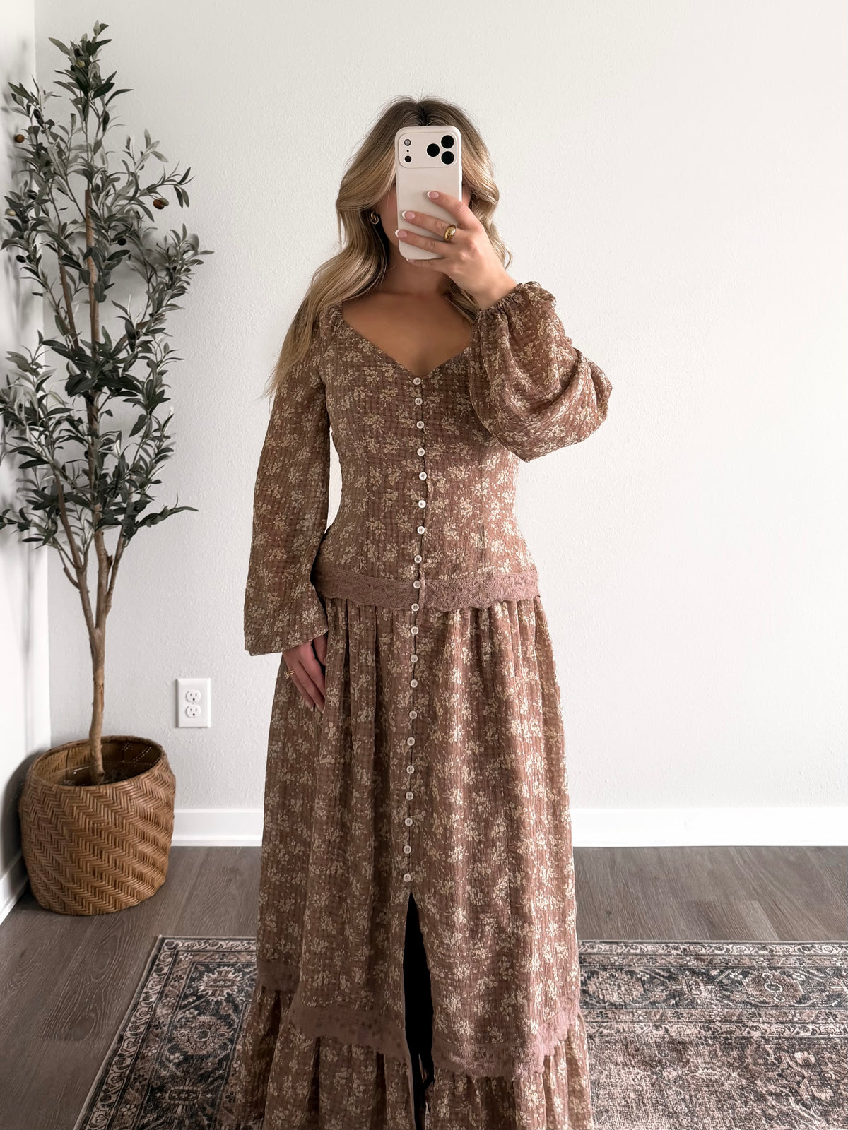 Maple Chai Floral Maxi Dress