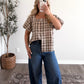 Toasted Plaid Button Top
