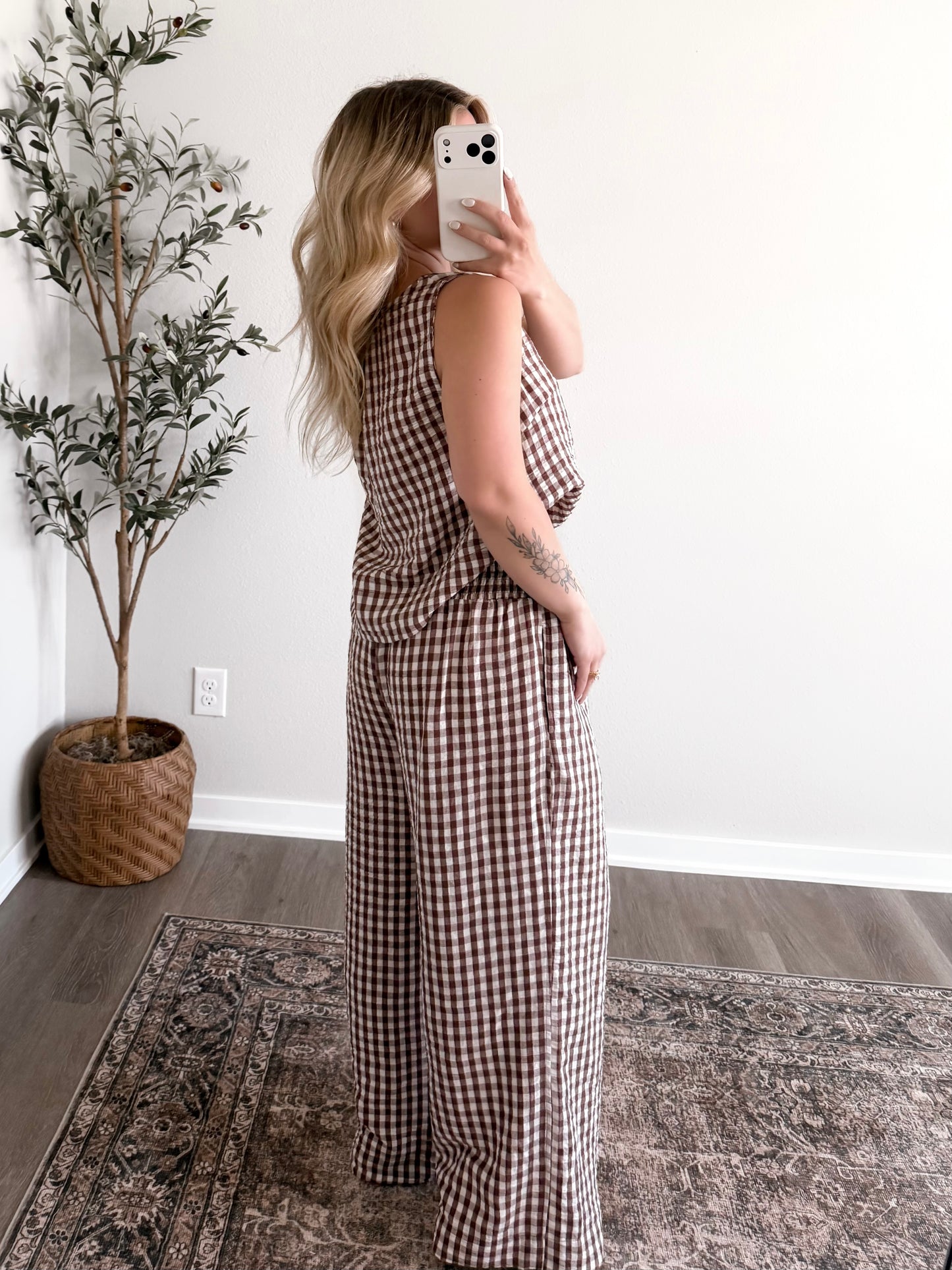Ginny Gingham Top / Brown