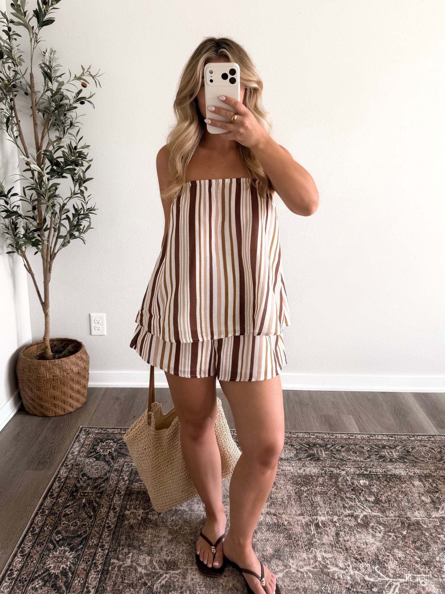 Golden Coast Striped Short Set
