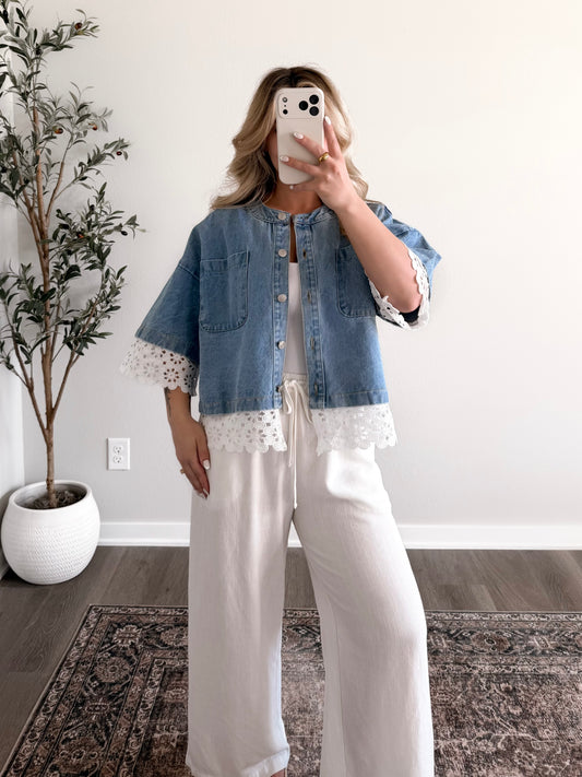 Crochet Lace Denim Jacket