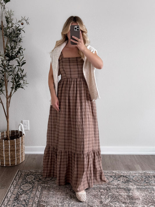 Brown Sugar Gingham Midi Dress