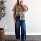 Toasted Plaid Button Top