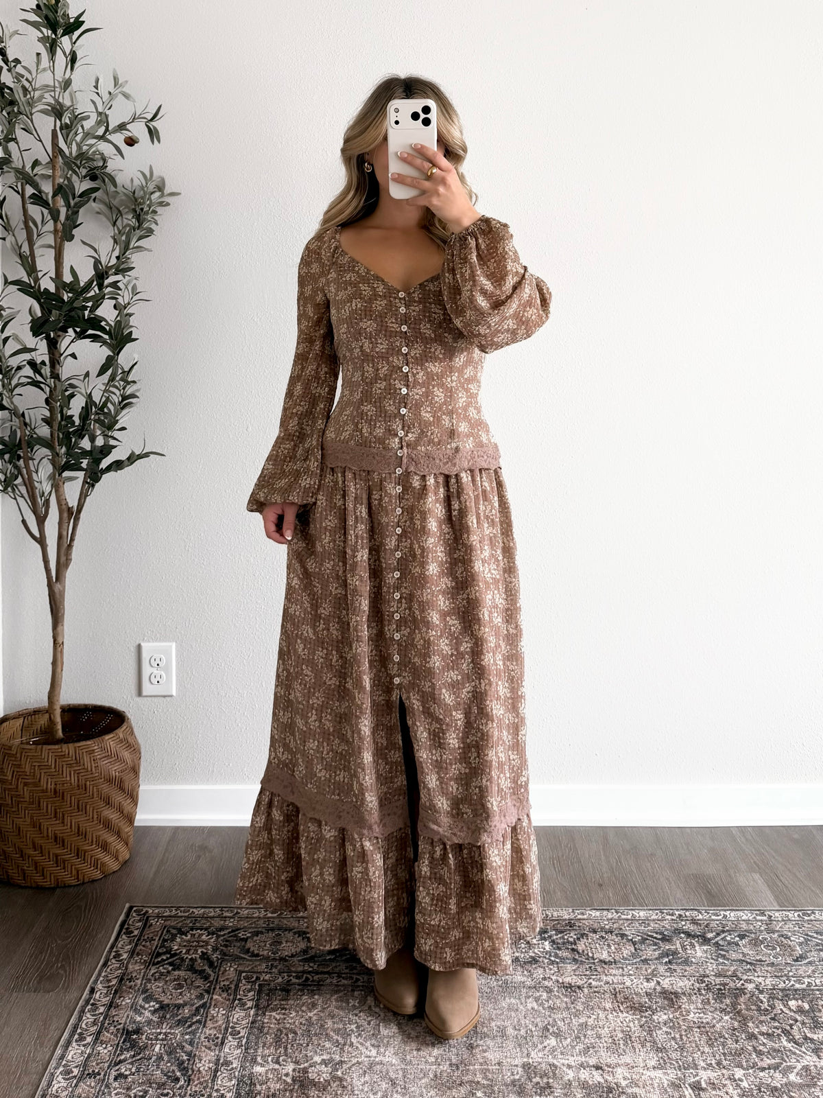 Maple Chai Floral Maxi Dress