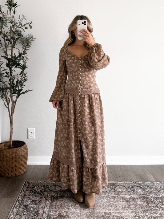 Maple Chai Floral Maxi Dress