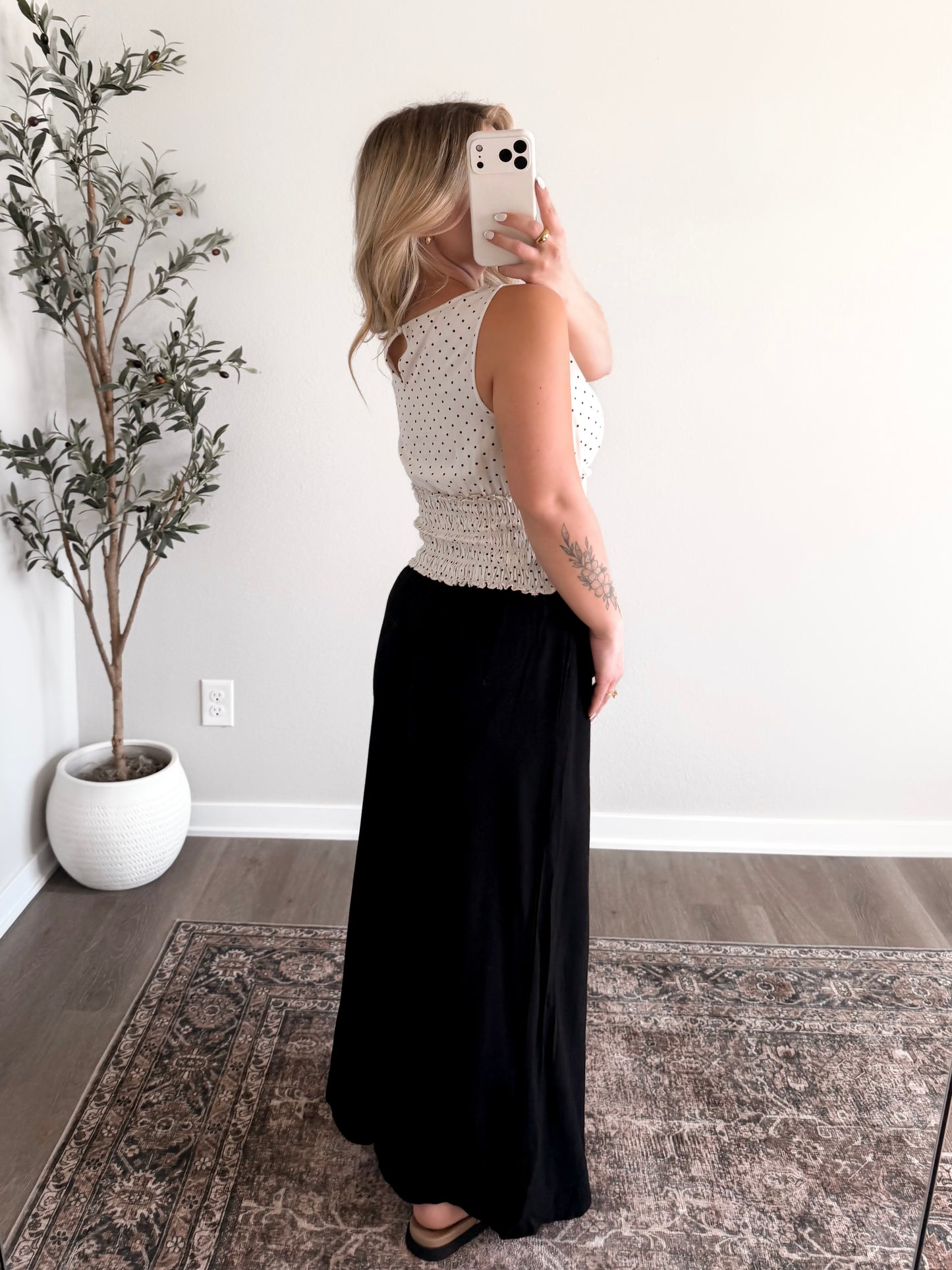 Long Day Linen Wide Leg Pant / Black (Short Friendly)