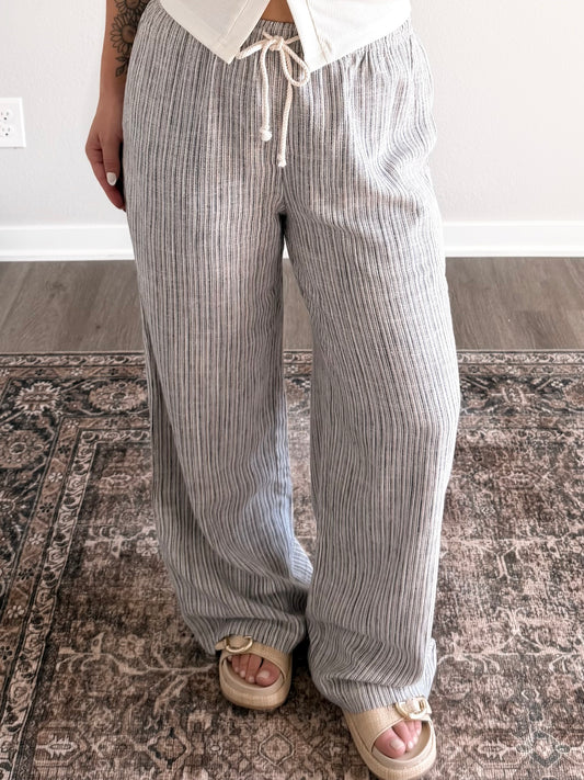 Fine Line Striped Linen Pant