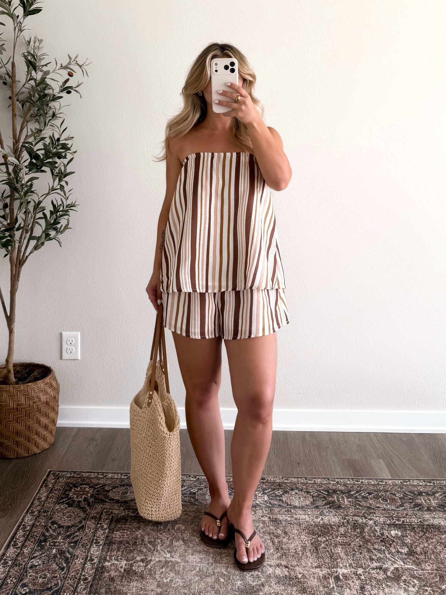 Golden Coast Striped Short Set