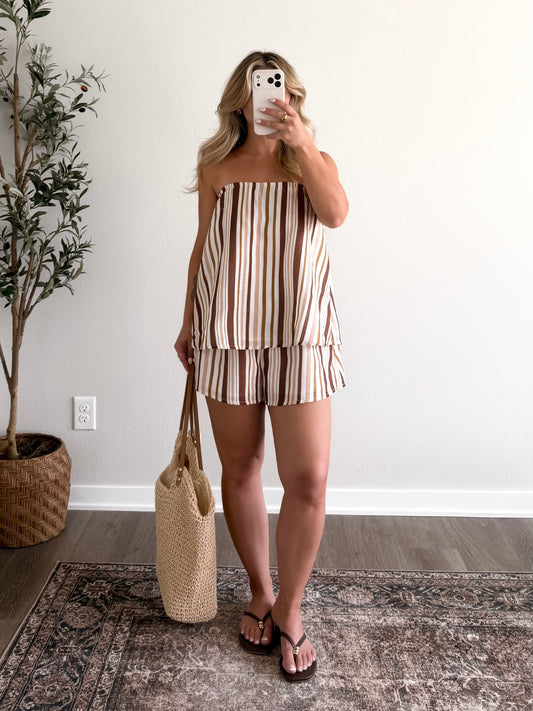 Golden Coast Striped Short Set