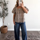 Toasted Plaid Button Top