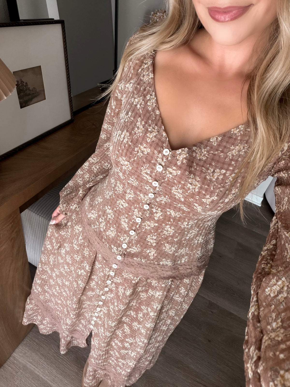 Maple Chai Floral Maxi Dress