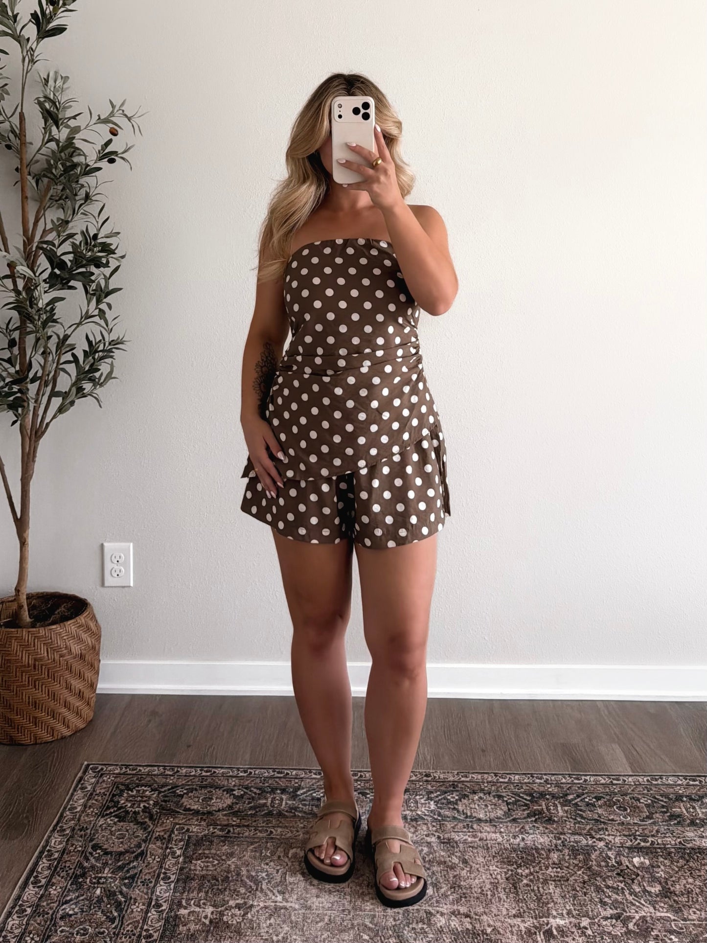 Classy Dot Strapless Short Set
