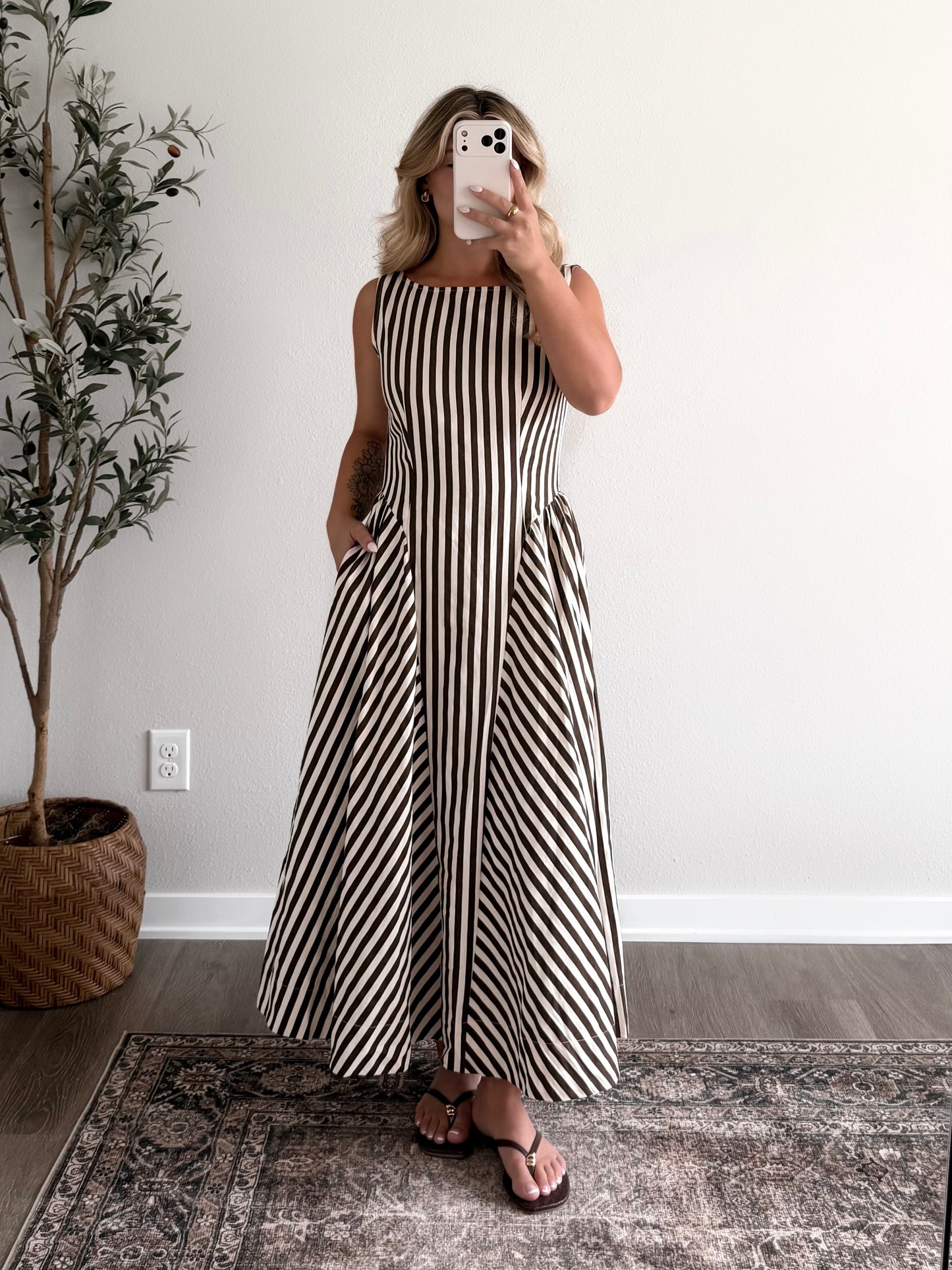 Column Stripe Midi Dress