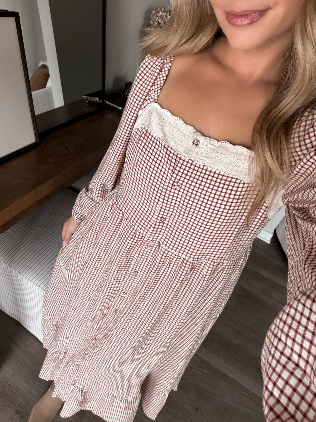 Cottage Lane Gingham Midi Dress