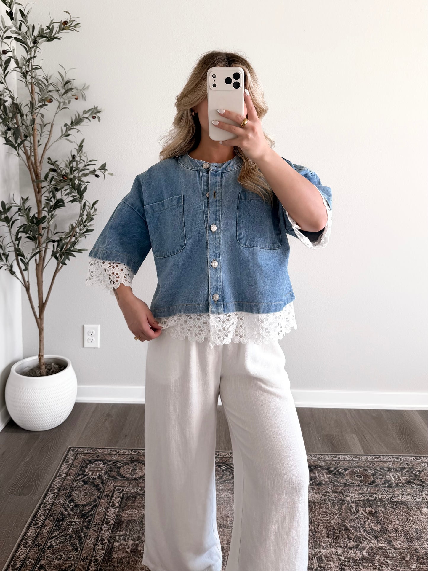 Crochet Lace Denim Jacket