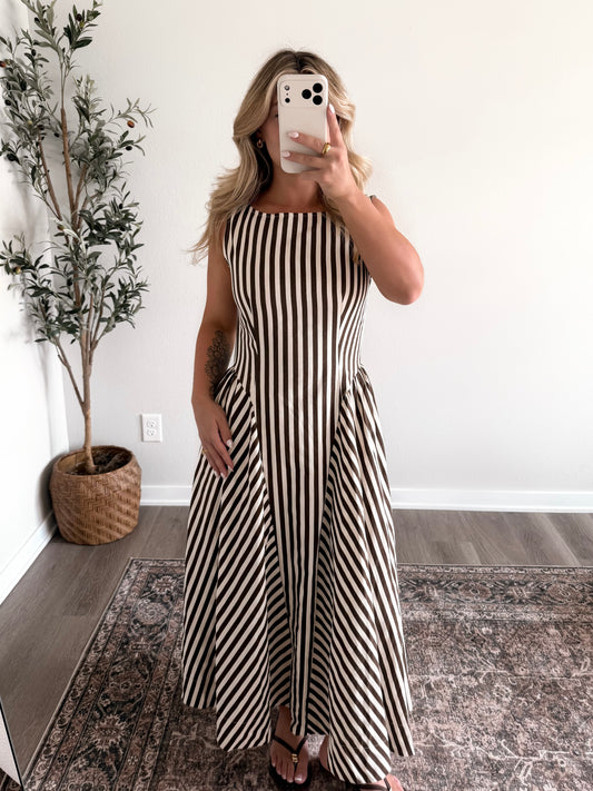 Column Stripe Midi Dress