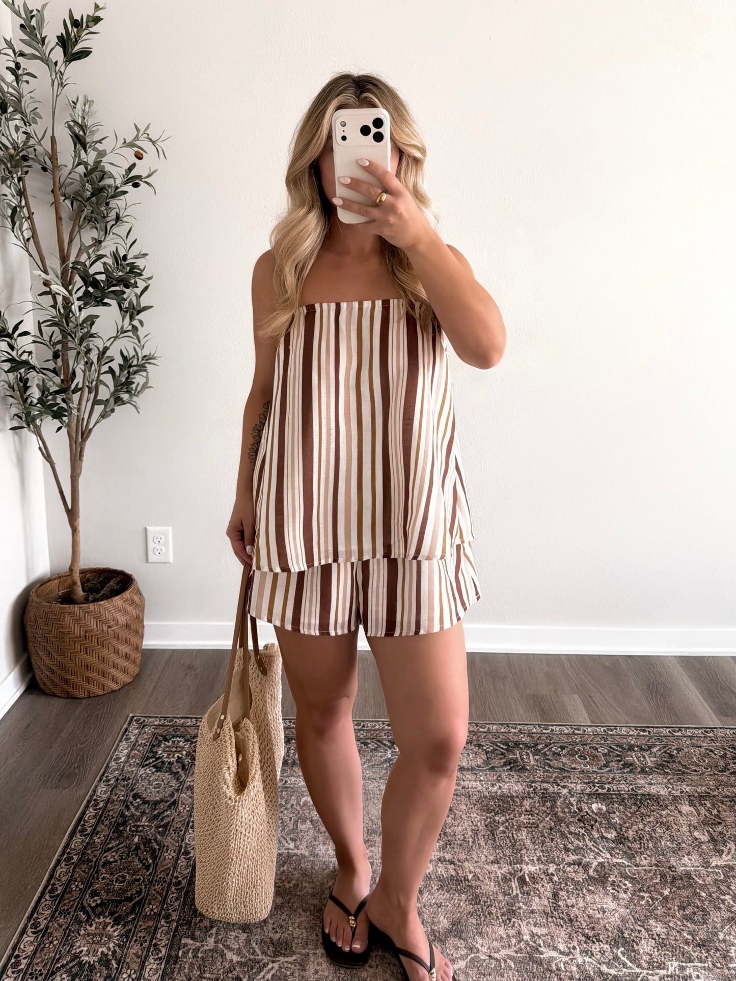 Golden Coast Striped Short Set