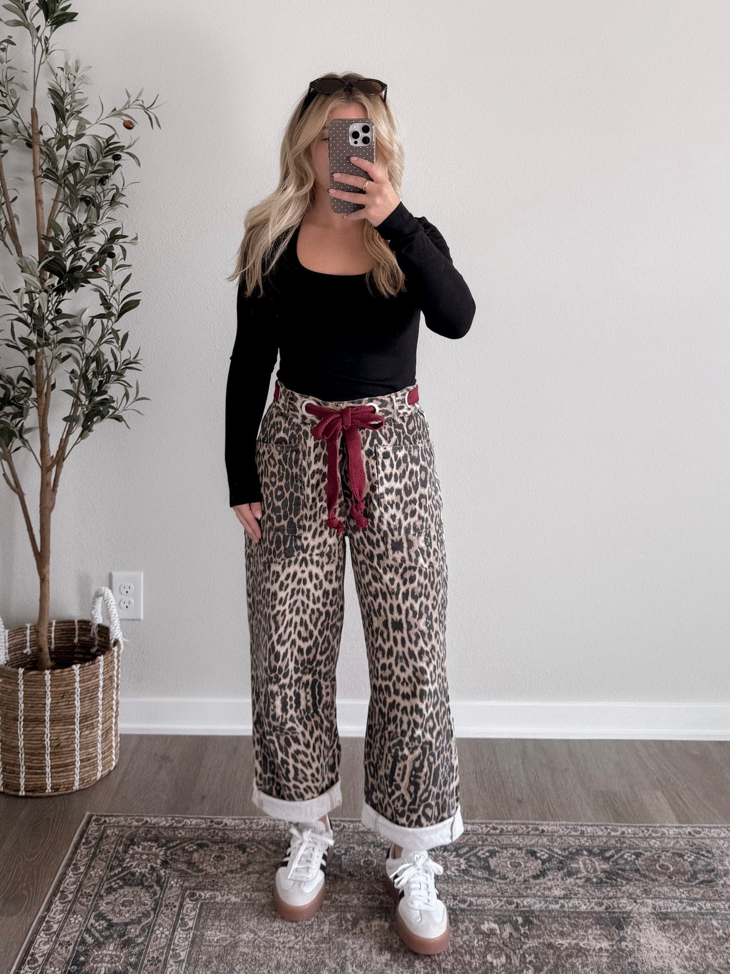 Wild Rogue Leopard High Rise Barrel Jean