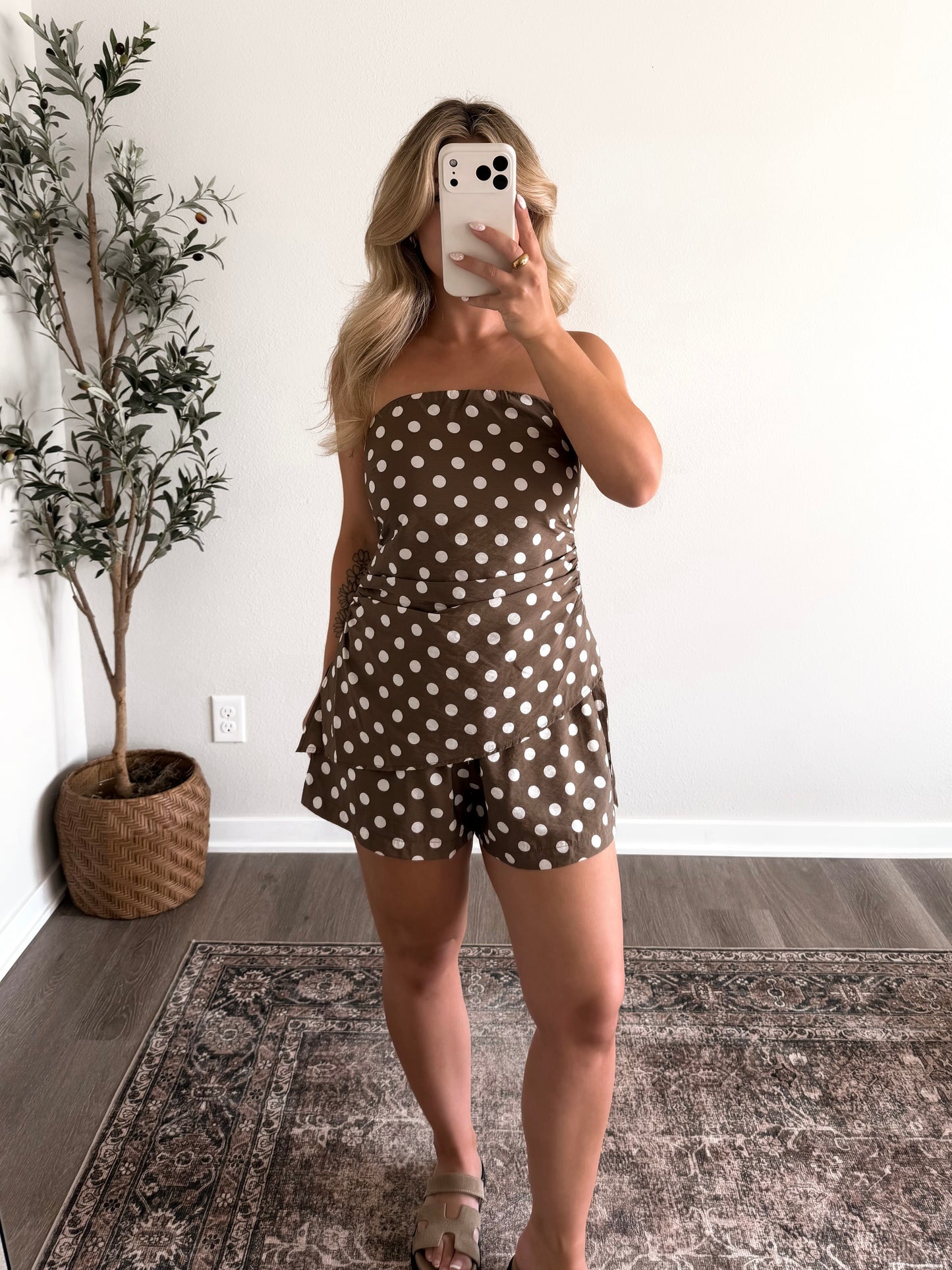 Classy Dot Strapless Short Set