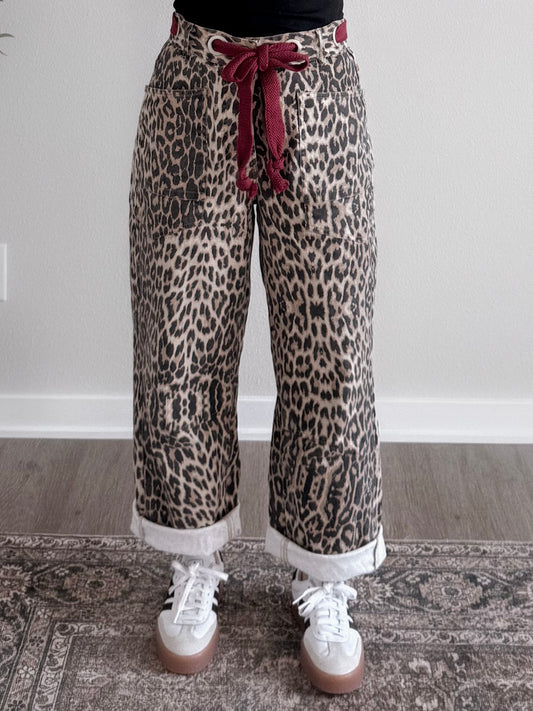 Wild Rogue Leopard High Rise Barrel Jean