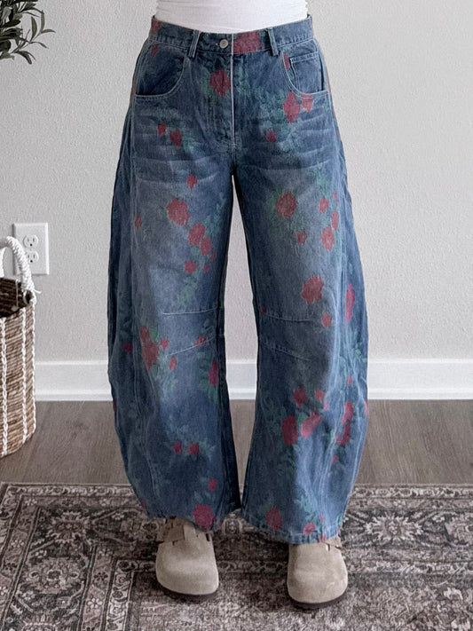 Vintage Rose Barrel Jean