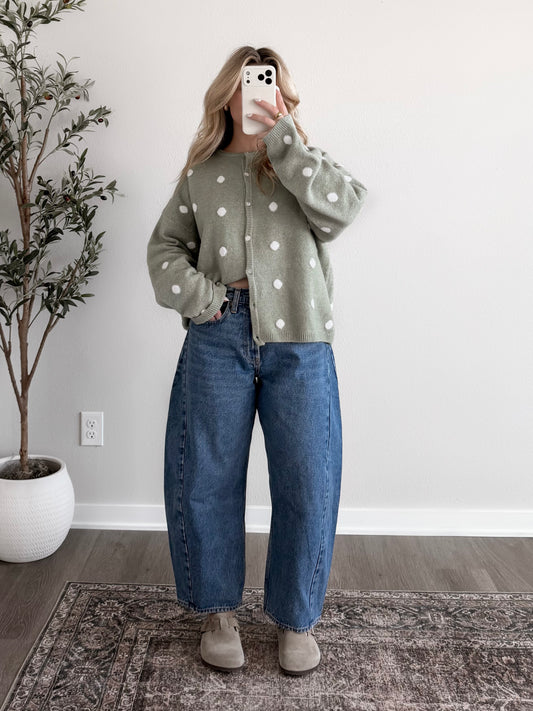 Soft Dot Button Knit Sweater