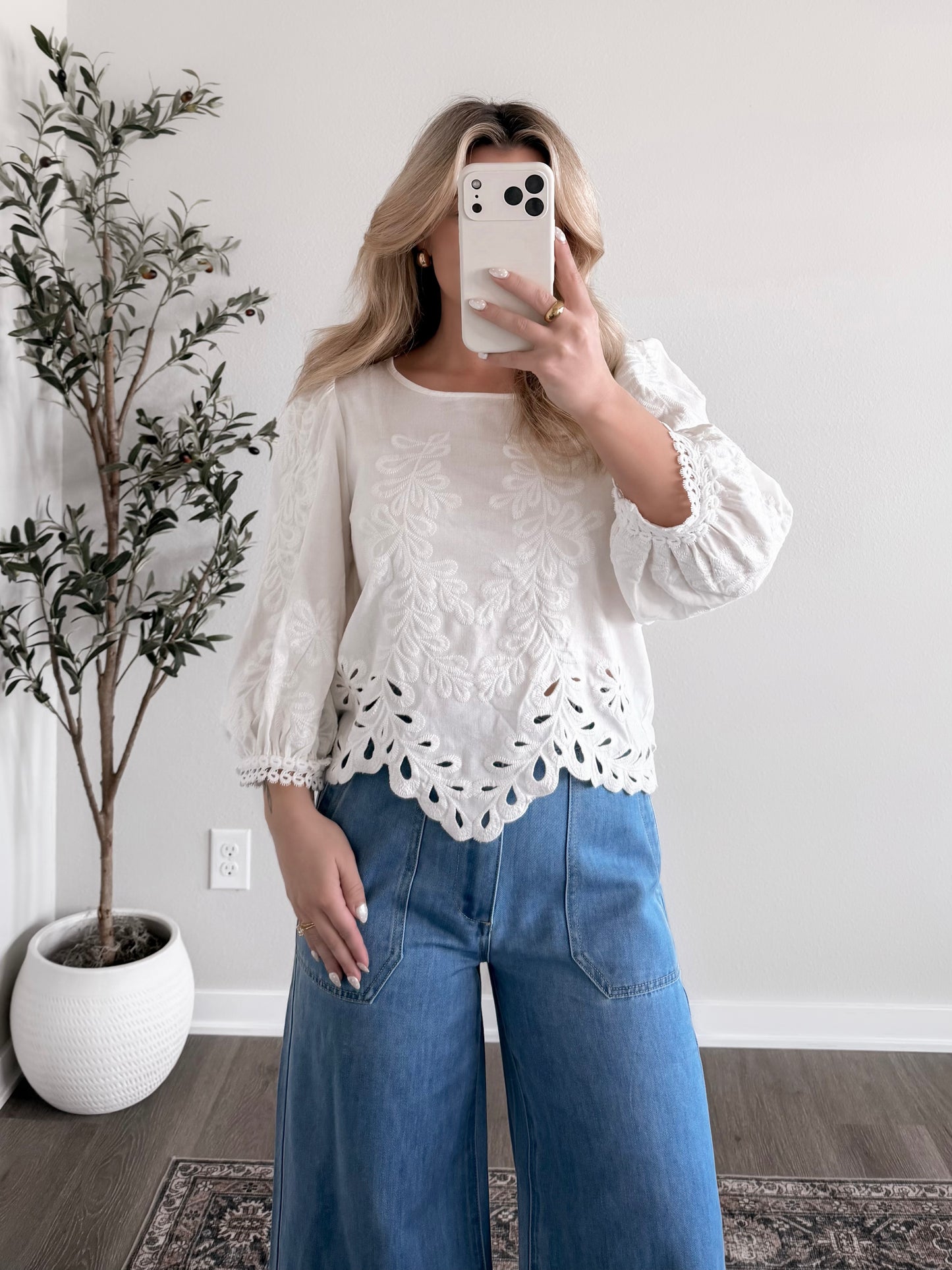 Modest Chic Embroidered Top