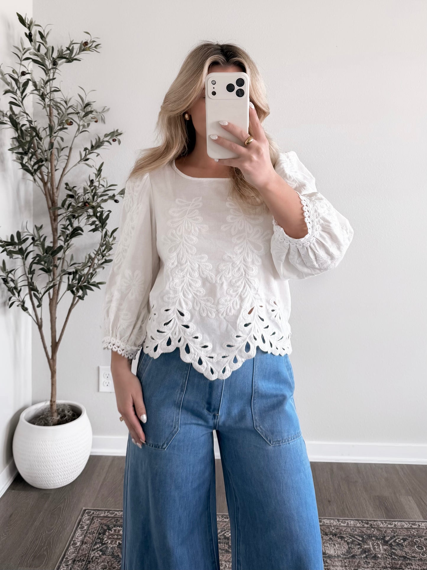 Modest Chic Embroidered Top