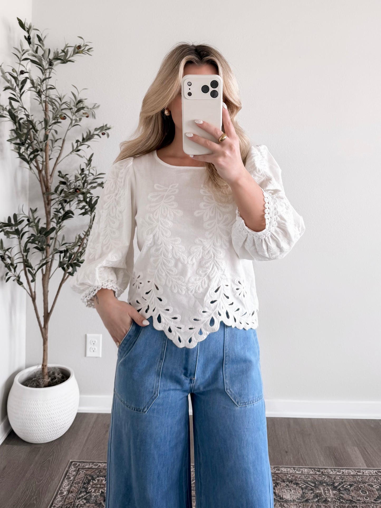 Modest Chic Embroidered Top