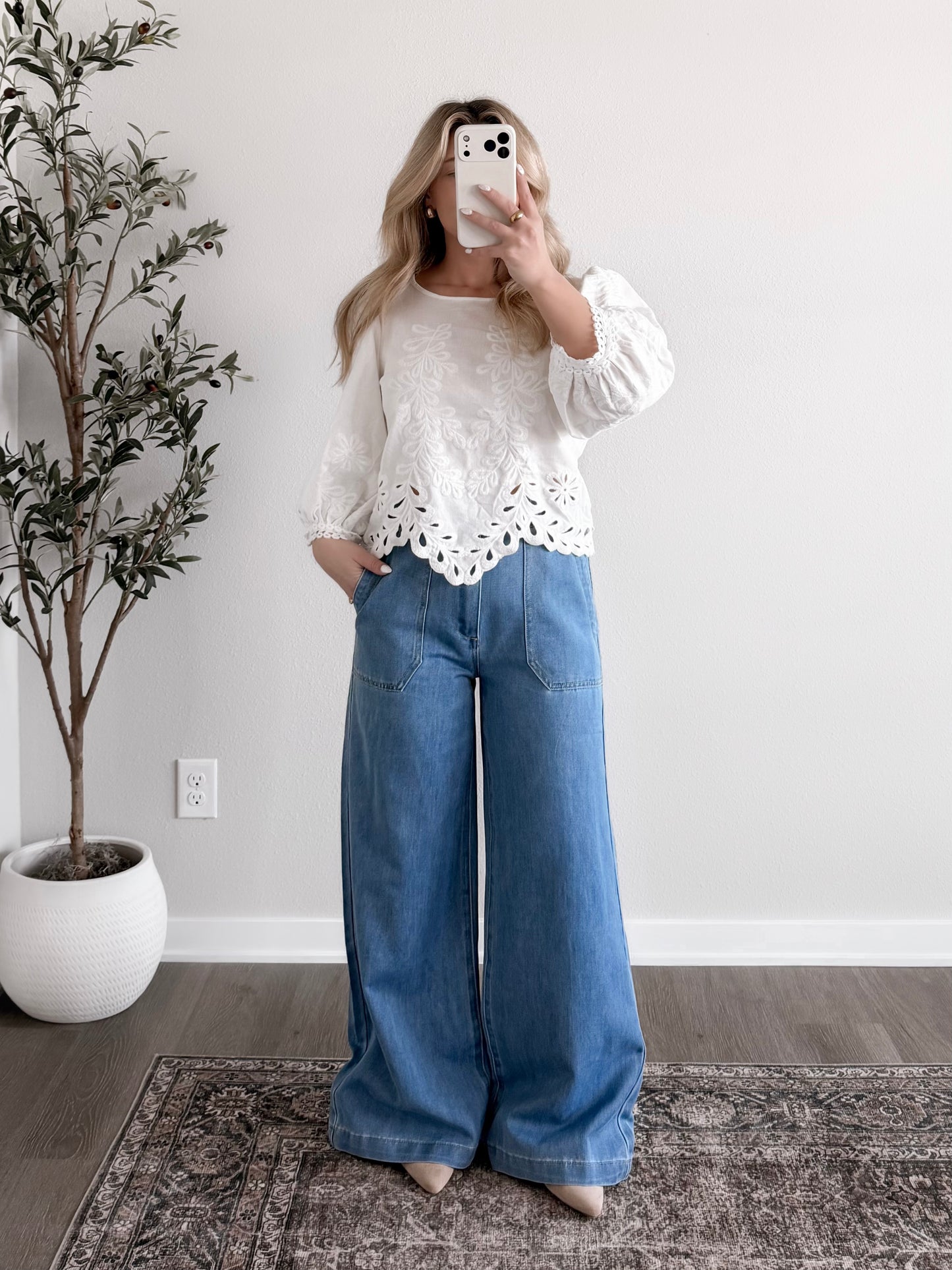 Modest Chic Embroidered Top