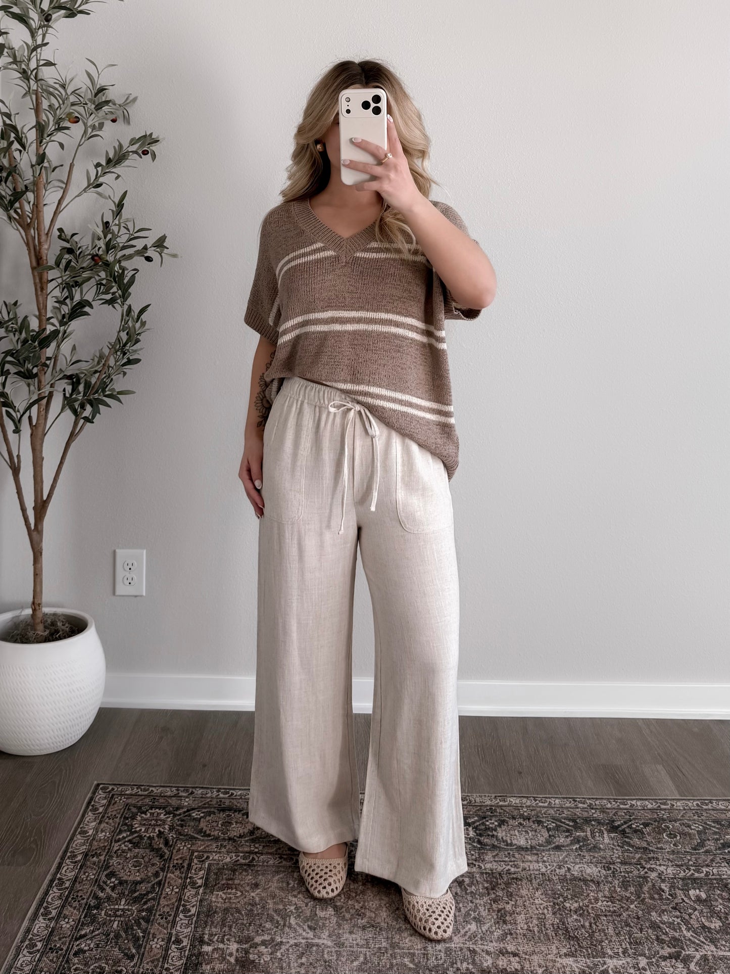 Lora Linen Crop Pant / Oat (Short Friendly)
